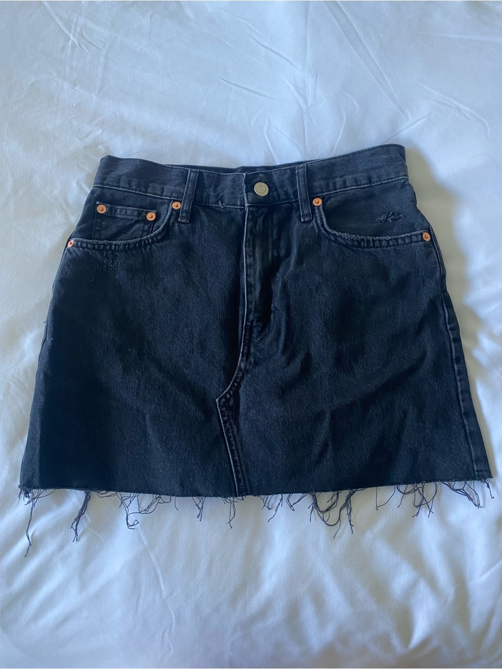 Mango Black Denim Mini Skirt
